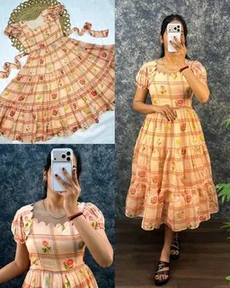 Trendy SUMMER SEASON SOUTH MAL COTTON Frocks - M, Jungle Mist