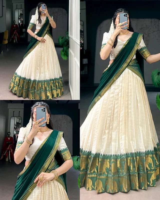 Trendy Beautiful Tradational Half Saree
- Green