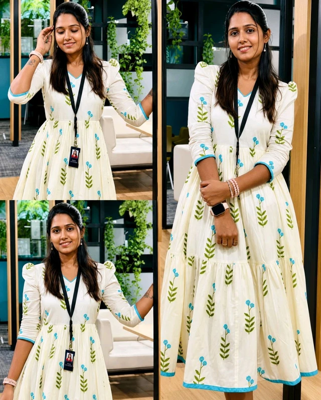 BEAUTIFUL ELEGANCE FLORAL PRINT GOWN - S, SkyBlue With White