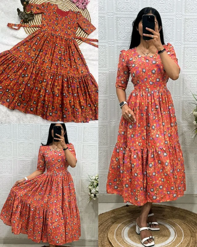 Trendy New Designs Beautiful Hakuba Maxi Dress - 2XL, Lite Orange
