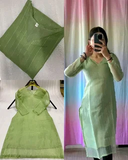 Summer Reason Special Presenting Sequence Soft georgette V shape neck light-weight kurti for daily routine office work and festive - Pink, M