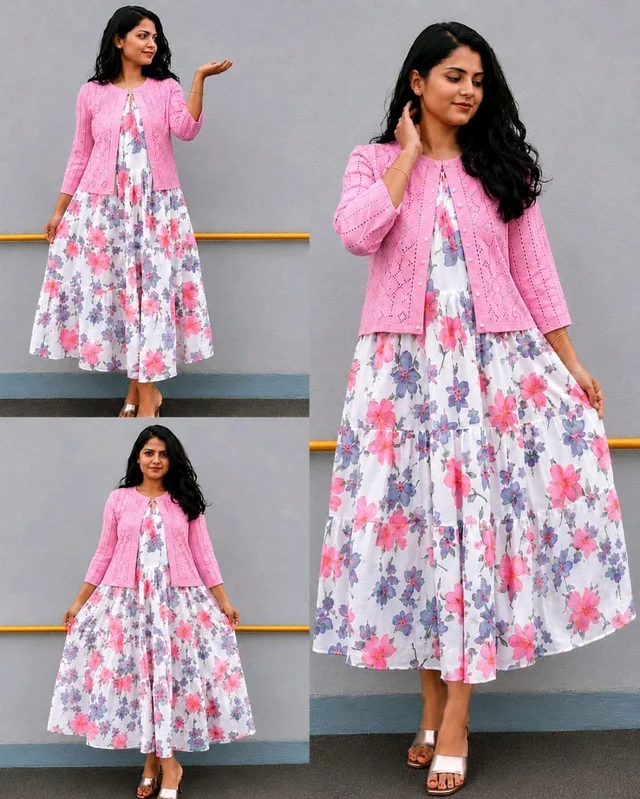 Stylish Party Wear Coat with Inner
- L, Pink