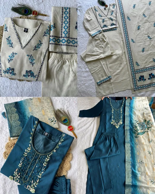 Trendy Office / College Wear 3 Peice Kurta Set - 2XL, White
