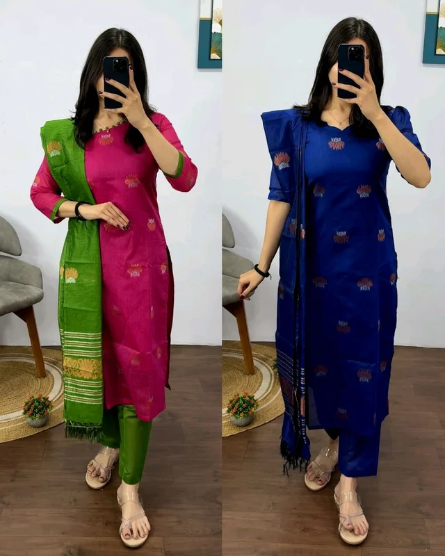 Stylish Kurti with Pant & Dupatta Set for Women | Festive Ethnic Kurta Set
- XL, Blue