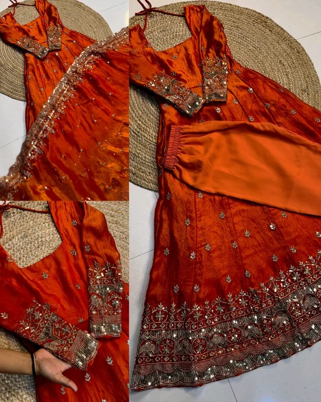 NEW Launching Designer Party Wear Look Collection - M, Orange