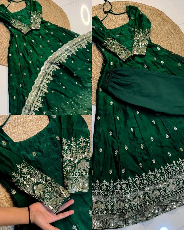 NEW Launching Designer Party Wear Look Collection - L, Green
