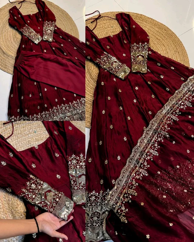 NEW Launching Designer Party Wear Look Collection - 2XL, Maroon