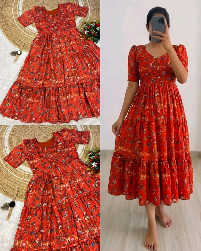 Kalmkari Maxi gown soft Maslin cotton with digital print.
- XL, Wine
