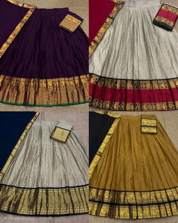 Traditional South Indian Style Kanjivaram Silk Half Saree
- Olive Green