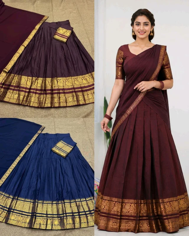 Traditional South Indian Style Kanjivaram Silk Half Saree
- Morocco Brown