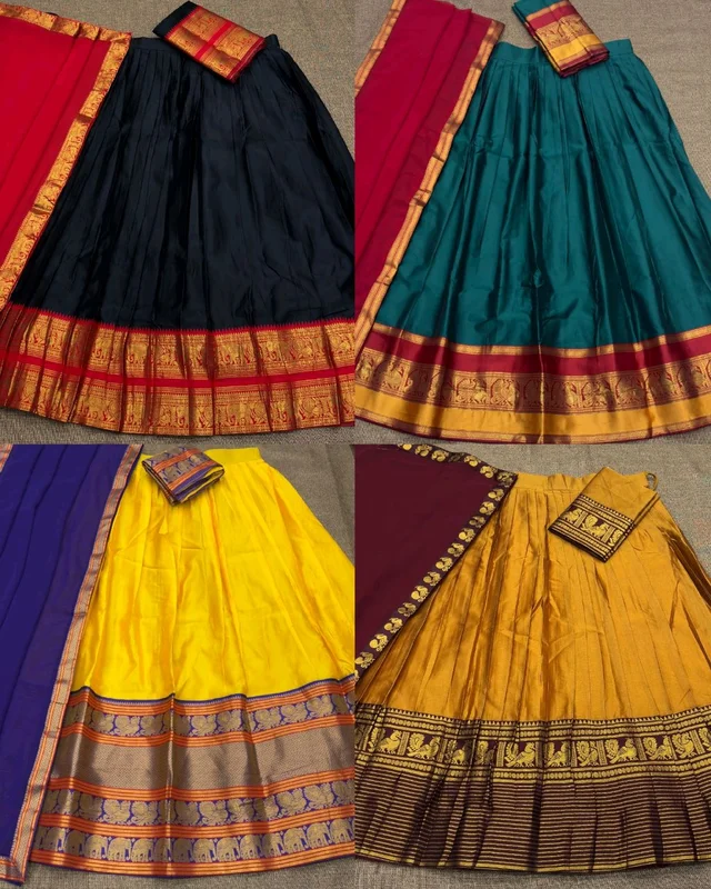 Traditional South Indian Style Kanjivaram Silk Half Saree
- Golden 4th