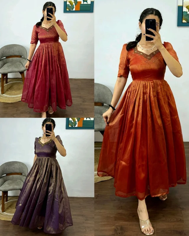 Launching Most Trending Kota Tissue Gown
- 2XL, Maroon