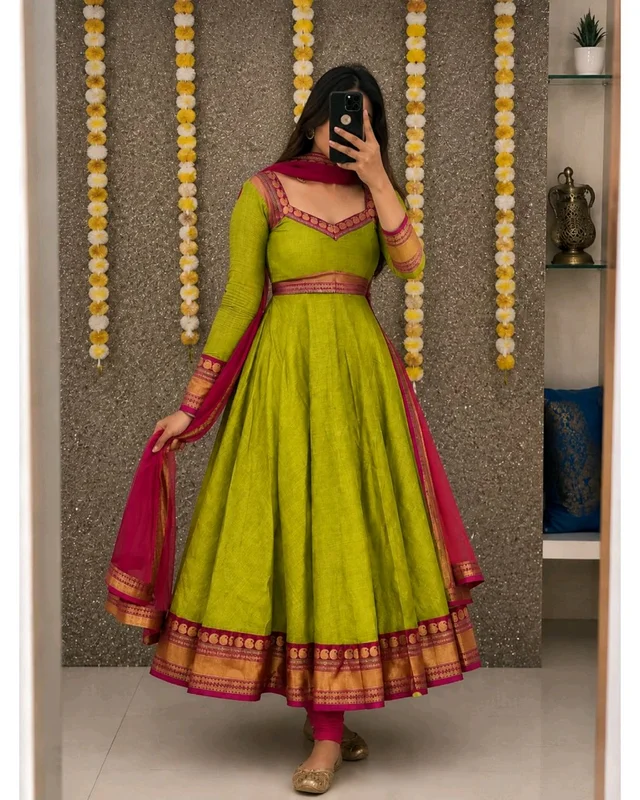 Trendy Tradational Anarkali Collection
- S, Leaf Green