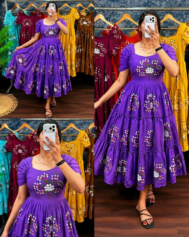 Super Hit Beautiful Premium Embroidery Puff Hand Midi
- 2XL, Purple
