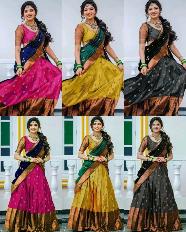 Latest South Indian Women Lehenga - Pink, Free Size