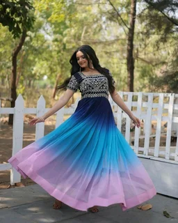 Designer Gown is luxury clothing Considered to be high quality Made by Zari-Thread & Sequins Embroidery - XL