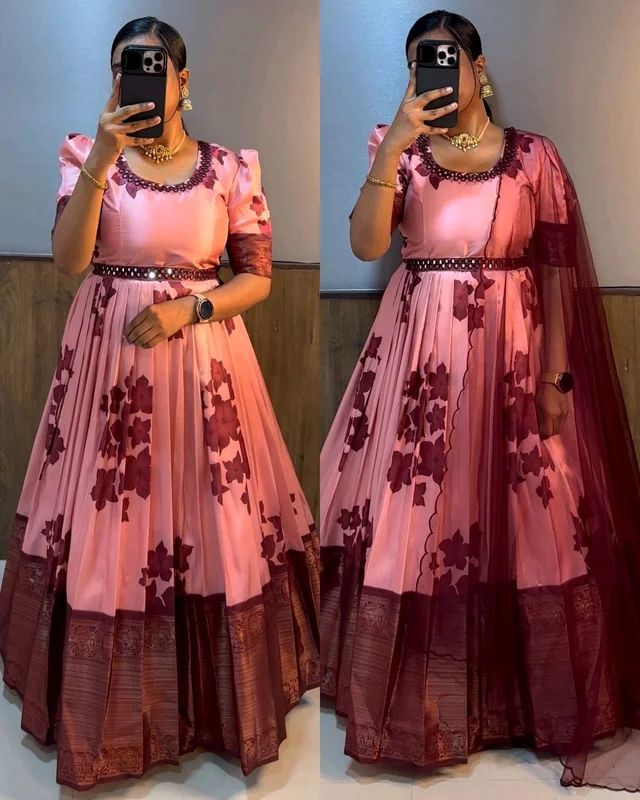 Pastel peach Gown - L