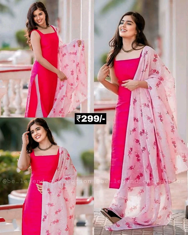 Beautiful Kurti With Duppata Set - Pink, 2xl