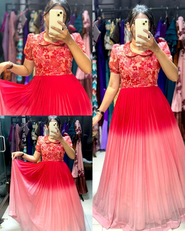 New Launching Beautifully Designer Kalamkari Print & Diamond Work Gown - XL