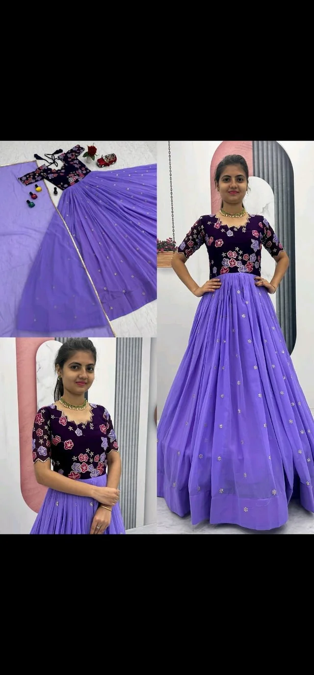 Trendy New Festival Gown With Dupatta - Fuchsia Blue, XL