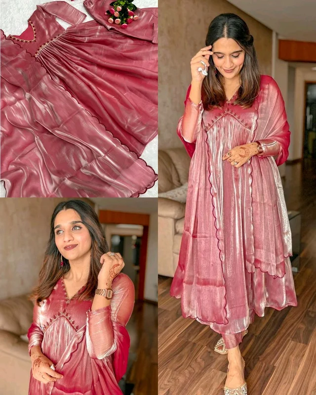 Premium FANCY EMBROIDERY WORK GOWN - BOTTOM WITH DUPATTA 👍 - XL