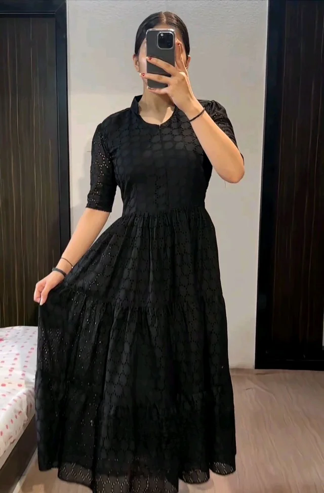 Premium Hakoba Heavy Cotton Gown - M, Black