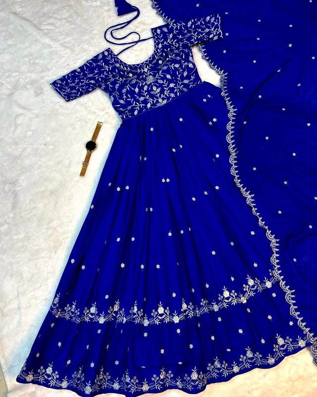 Best Premium Look Festival Gown with Dupatta - L, Red