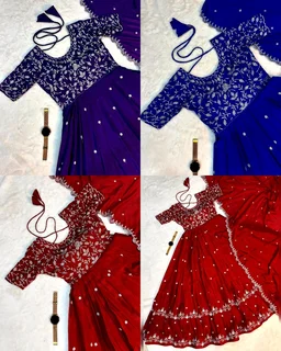 Best Premium Look Festival Gown with Dupatta - XL, Red