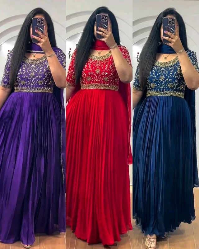Grand Look Gown With Dupatta - Teal, XL