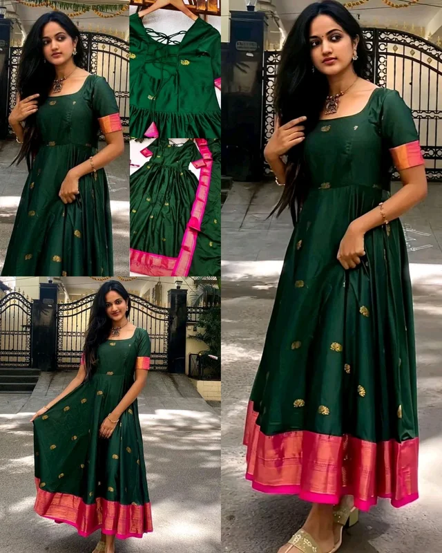 Traditional looking for women's comfortable Gown With Dupatta - XL