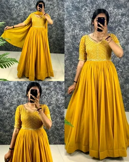TRENDY BLOOMING Gown With Dupatta - Cherry Pie, XL