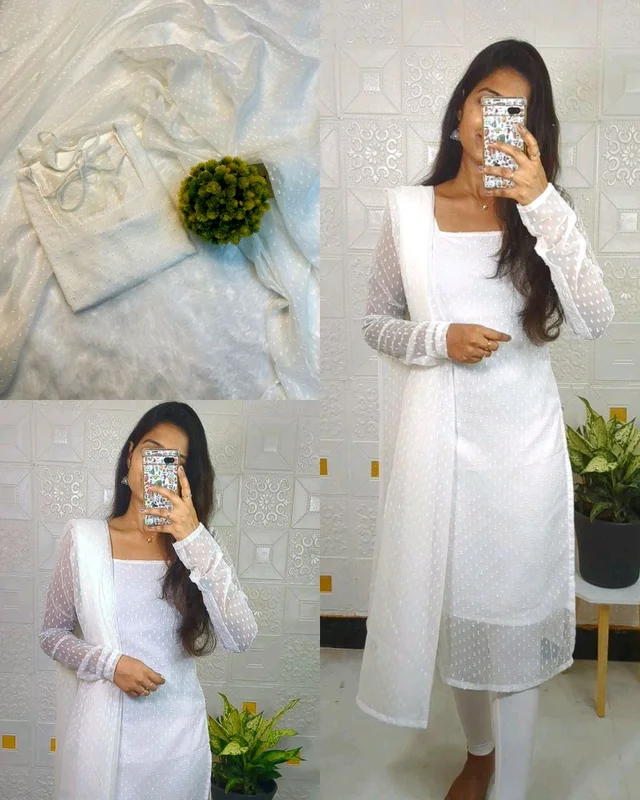 Trending kurti with dupatta with five beautiful colours - White, 3XL