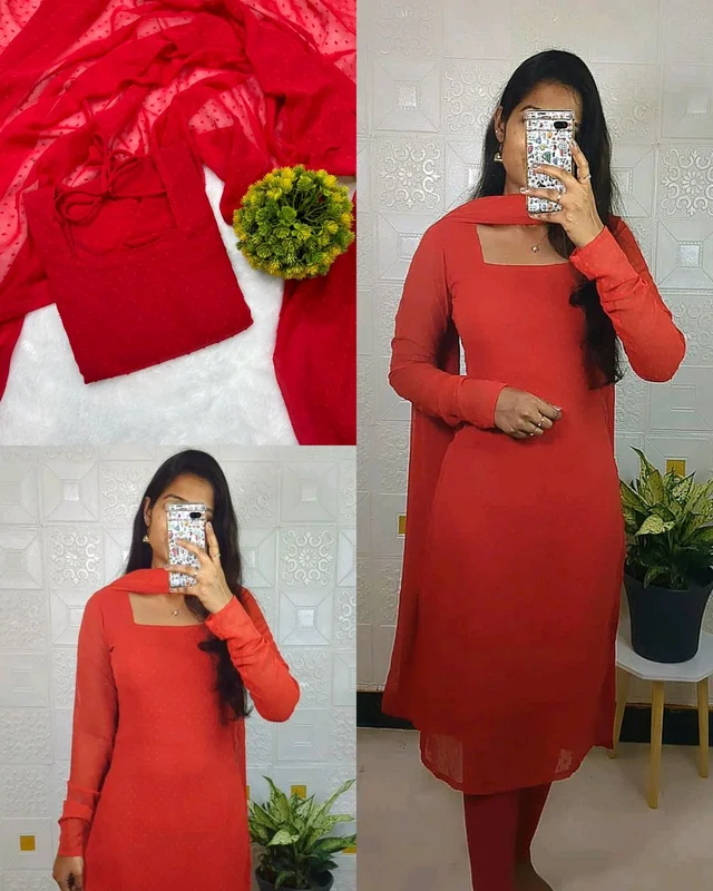 Trending kurti with dupatta with five beautiful colours - Guardsman Red, XL