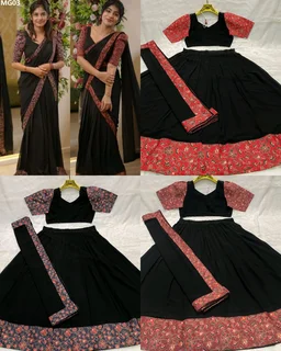 Ready to wear Beautiful 3 Colour DHAVANI SET - 3XL, Black & Grey