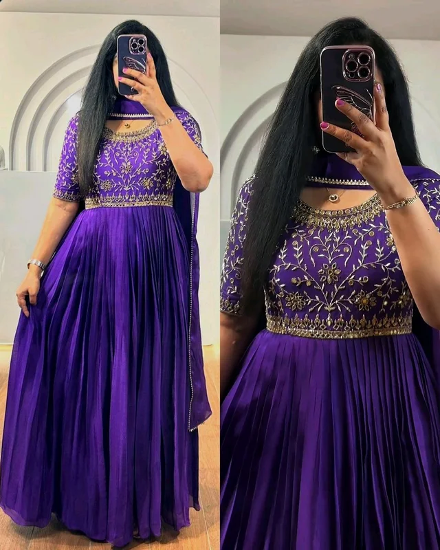 Grand Look Gown With Dupatta - 2XL, Pigment Indigo