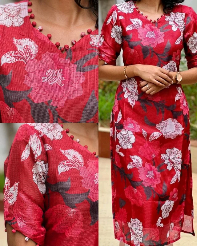 Summer season special Daily routine office work light weight kota cotton V- shape kurti (Only Kurti) - 2XL