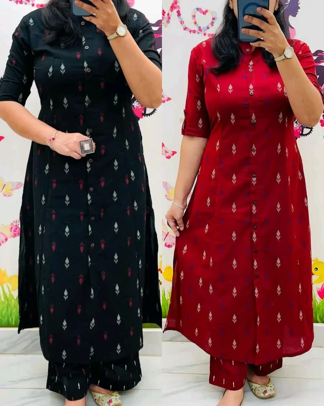 Launching Designer Co-Ords set in *Aline kurti pattern paired with Ankle length pant - Black, S