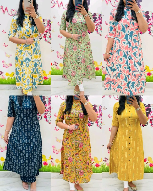 Launching Designer Co-Ords set in *Aline kurti pattern paired with Ankle length pant - Yellow 6th, M