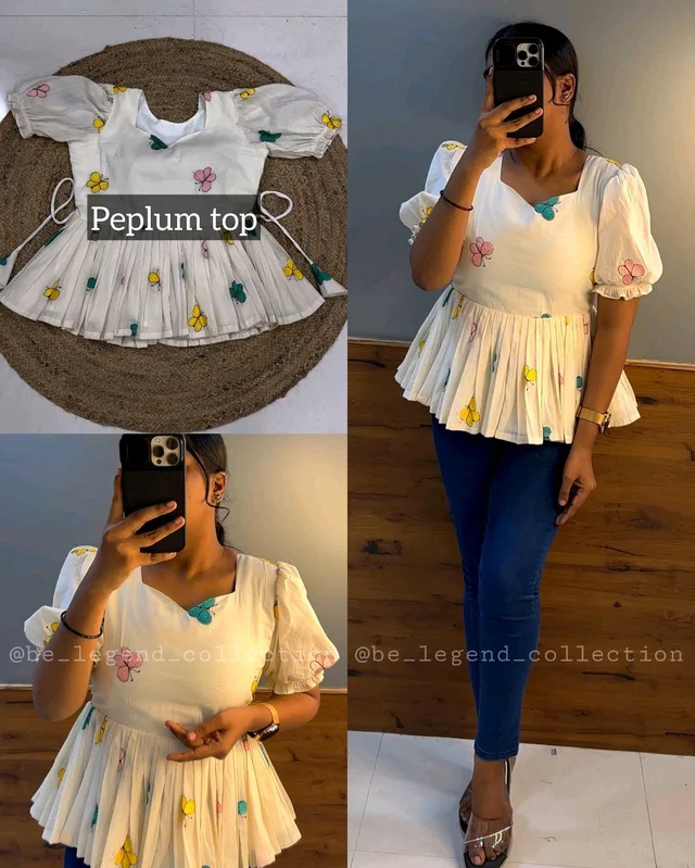 3 Types of Style Kora Cotton Butterfly Outfits - L, Top