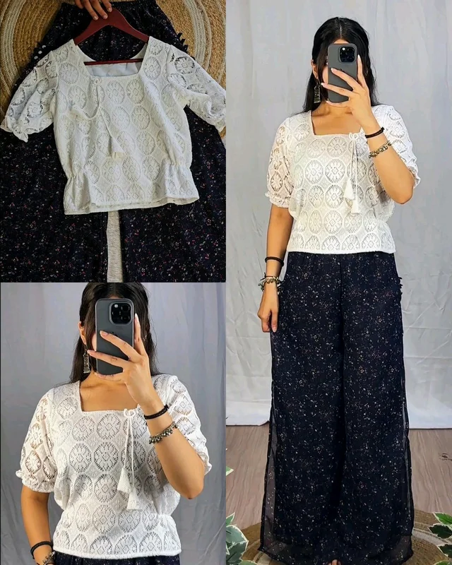 Trendy Top and Plazzo Bottom Outfit - XL
