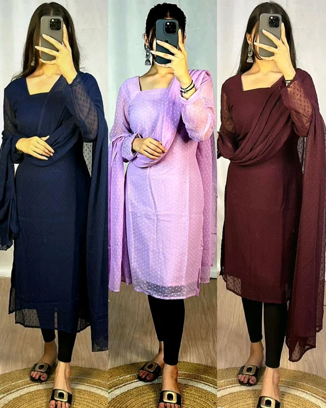 Trending kurti with dupatta with New Colours beautiful colours - Fountain Blue, XL
