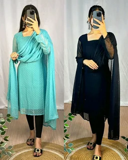Trending kurti with dupatta with New Colours beautiful colours - Navy Blue, M