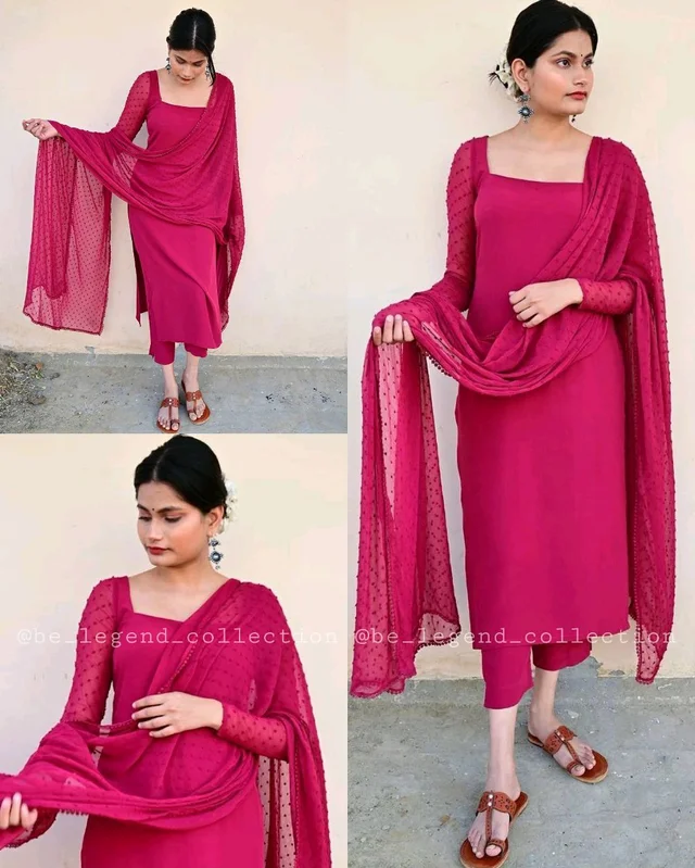 Trendy Kurta Full Sets with New Colours - Pink, XL
