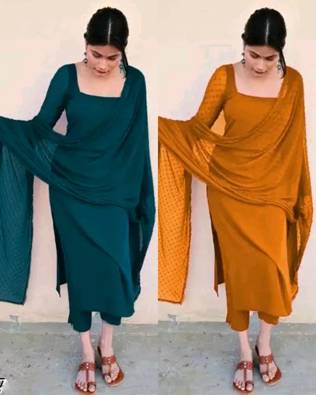 Trendy Kurta Full Sets with New Colours - Musturd, S