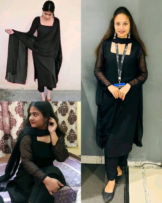 Trendy Kurta Full Sets with New Colours - Black, 3XL