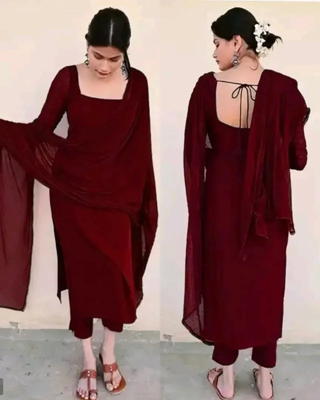 Trendy Kurta Full Sets with New Colours - Maroon, XL