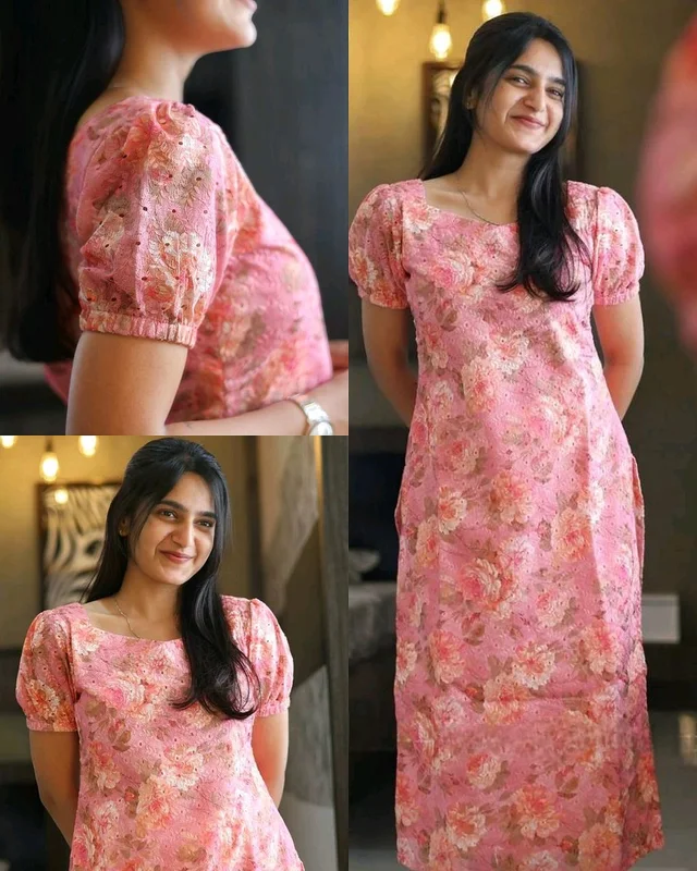 Introducing Beautiful A Line Kurti blended with modern neckline and beautiful Floral - L