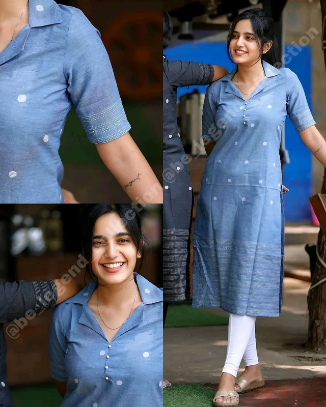 Women's Regular Fit Cotton Aline Kurti - Blue, 4XL