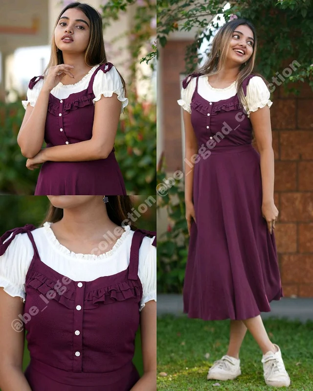 STYLISH dungaree & dress whith white top fore women - S