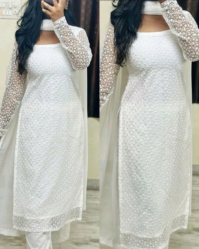 New beautiful White Colour Kurta with Dupatta - 2XL